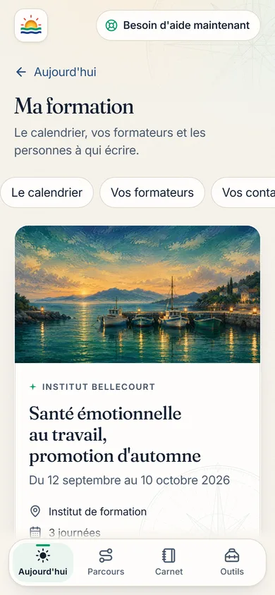 Les horaires, le lieu, le nom de son formateur, la marche à suivre s'il est en retard. Toutes les questions qu'il pose la veille, répondues à l'avance.
