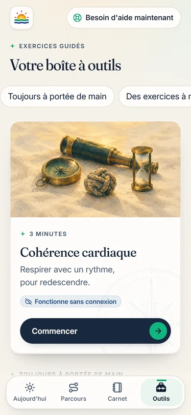 Neuf exercices interactifs, toujours au même endroit. Il les rouvre dans le train, sans réseau, s'il les a ouverts une fois.